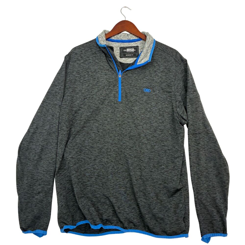 Legend Golf Mens XL Quarter Zip Pullover Gray Blue Modern Fit Stretch Golf Shirt